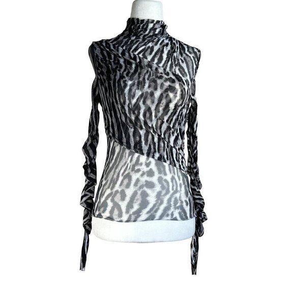 SER.O.YA Sana Top in Grey Ocelot XSmall Womens Long Sleeve Blouse - Picture 8 of 15
